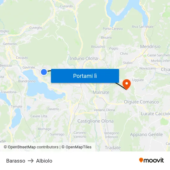 Barasso to Albiolo map
