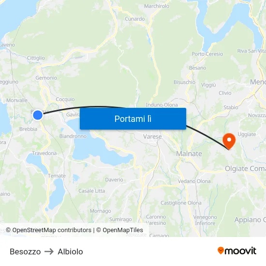 Besozzo to Albiolo map