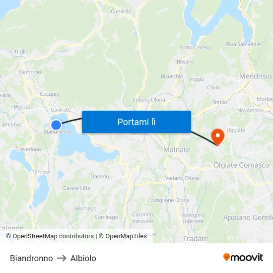 Biandronno to Albiolo map