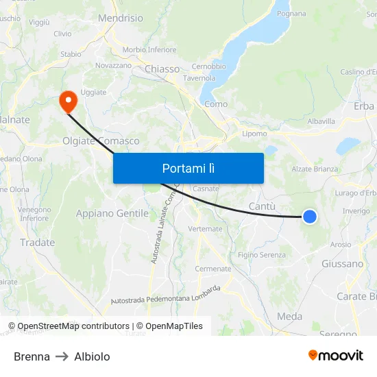 Brenna to Albiolo map