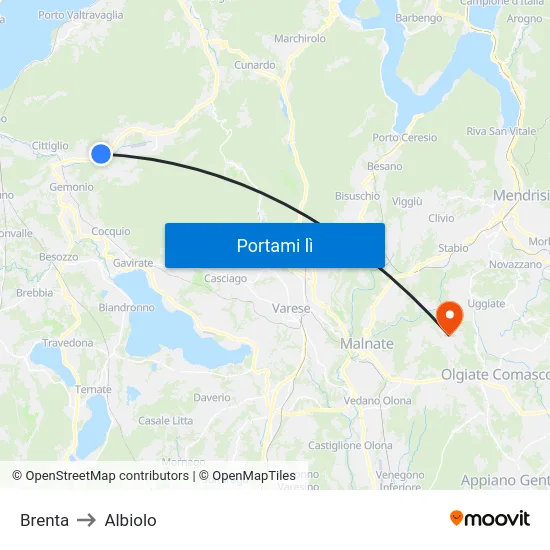 Brenta to Albiolo map