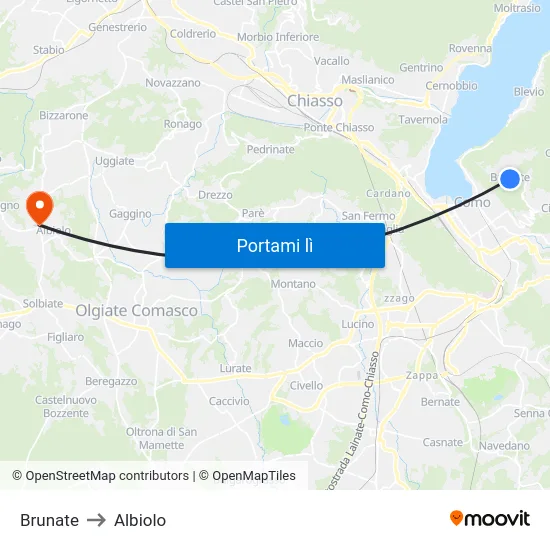 Brunate to Albiolo map