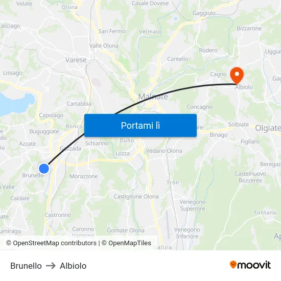 Brunello to Albiolo map