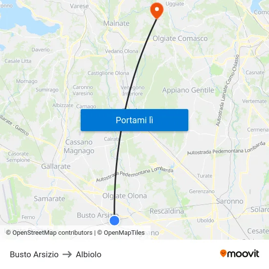 Busto Arsizio to Albiolo map