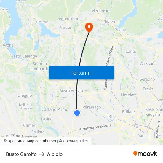 Busto Garolfo to Albiolo map