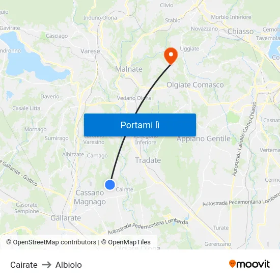 Cairate to Albiolo map