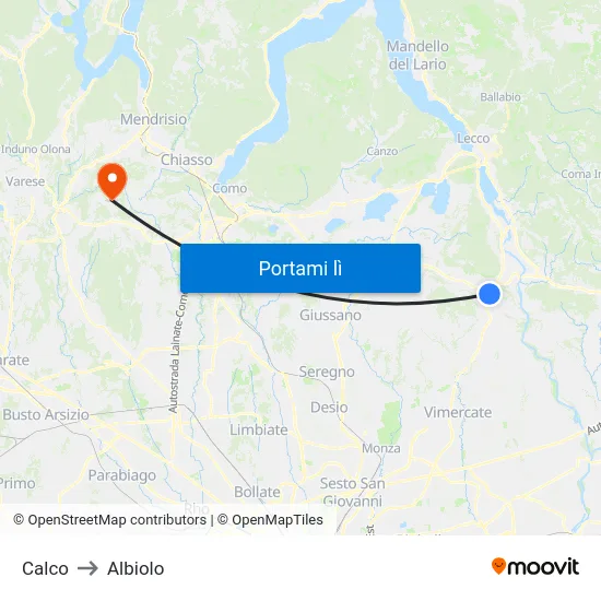 Calco to Albiolo map