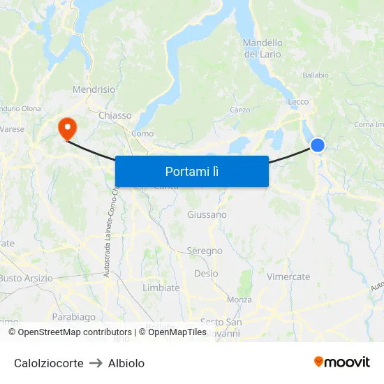 Calolziocorte to Albiolo map
