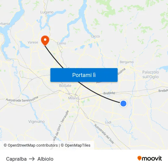 Capralba to Albiolo map