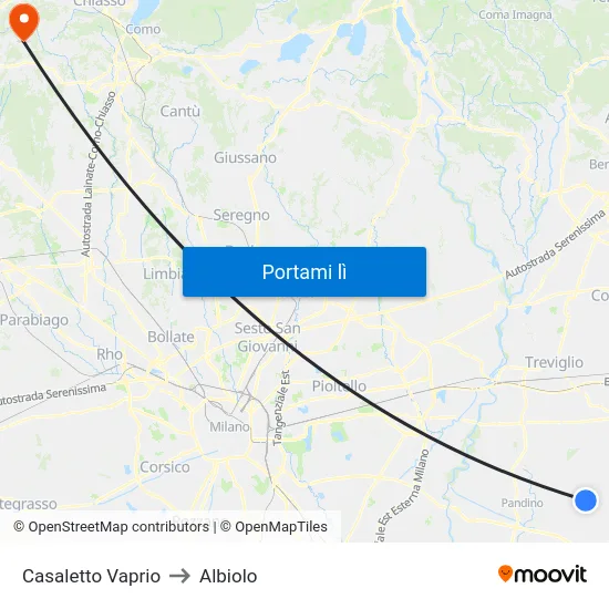 Casaletto Vaprio to Albiolo map