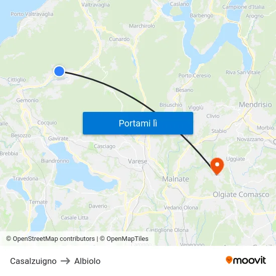 Casalzuigno to Albiolo map