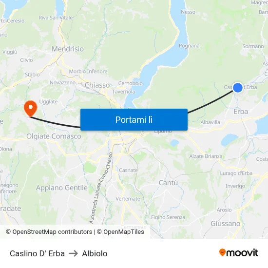 Caslino D' Erba to Albiolo map