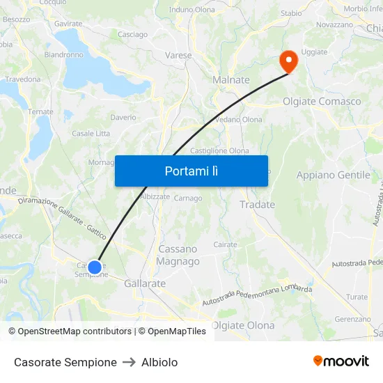 Casorate Sempione to Albiolo map