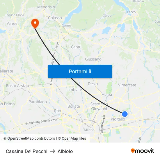 Cassina De' Pecchi to Albiolo map