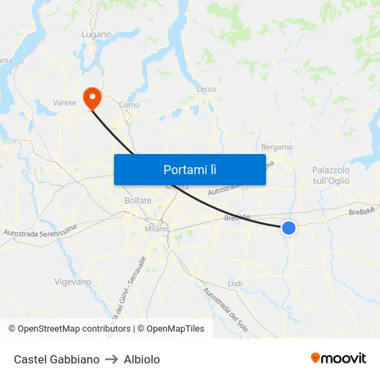 Castel Gabbiano to Albiolo map