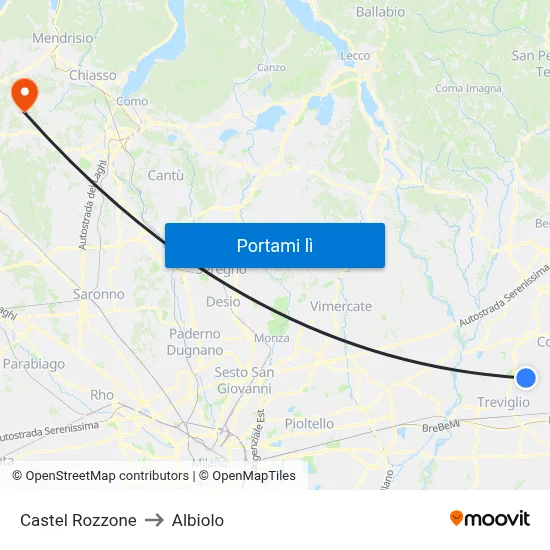 Castel Rozzone to Albiolo map