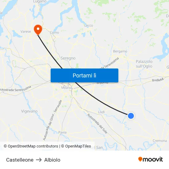 Castelleone to Albiolo map