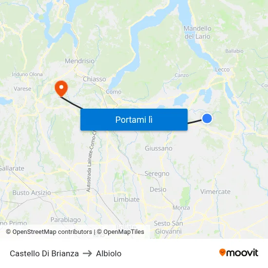 Castello Di Brianza to Albiolo map