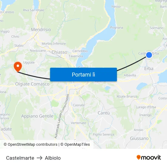Castelmarte to Albiolo map
