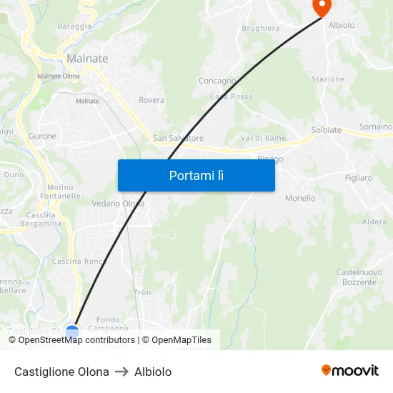 Castiglione Olona to Albiolo map