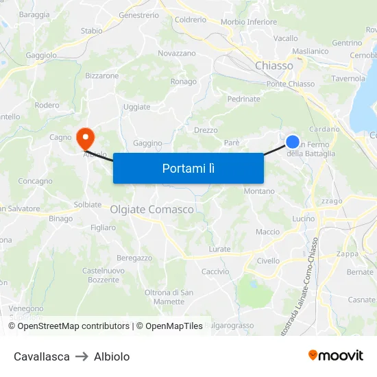 Cavallasca to Albiolo map