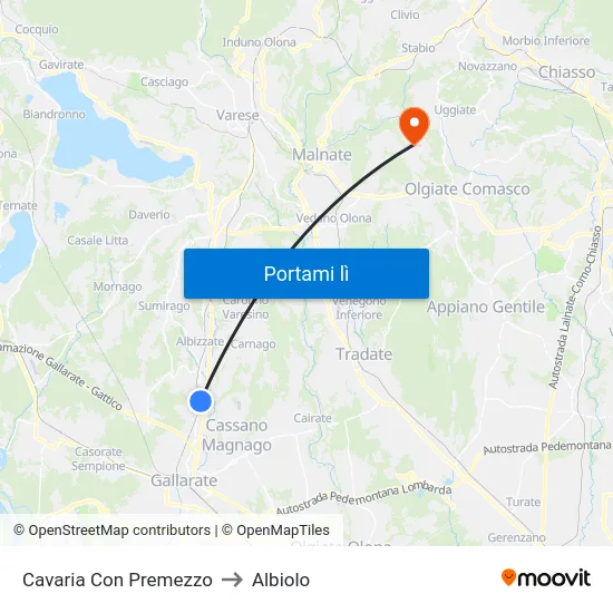 Cavaria Con Premezzo to Albiolo map