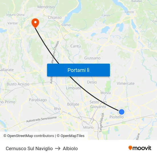 Cernusco Sul Naviglio to Albiolo map