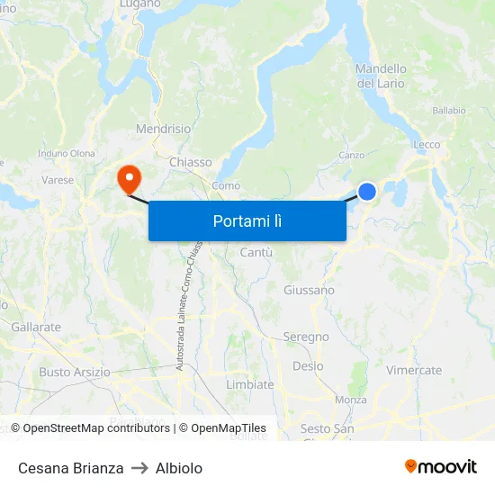 Cesana Brianza to Albiolo map