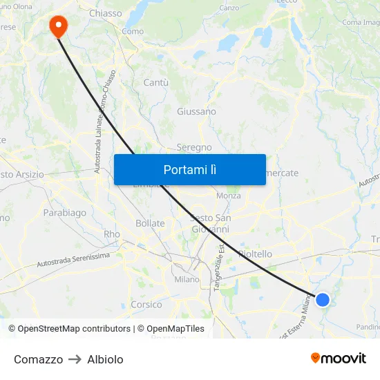 Comazzo to Albiolo map