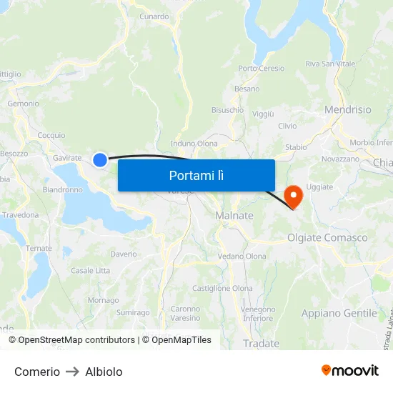 Comerio to Albiolo map