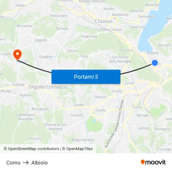 Como to Albiolo map