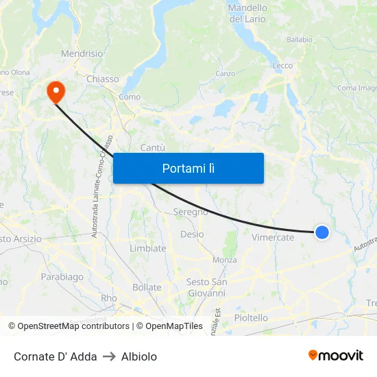 Cornate D' Adda to Albiolo map