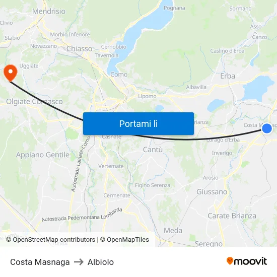 Costa Masnaga to Albiolo map