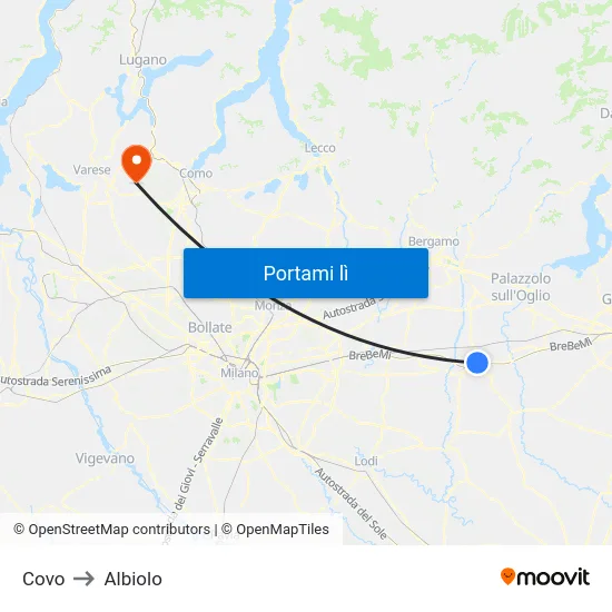 Covo to Albiolo map