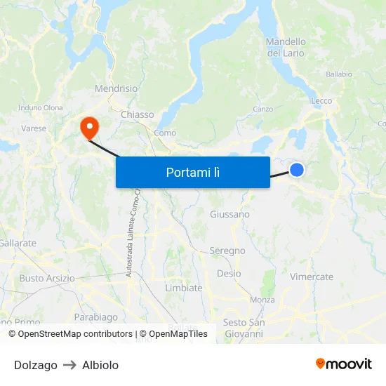 Dolzago to Albiolo map