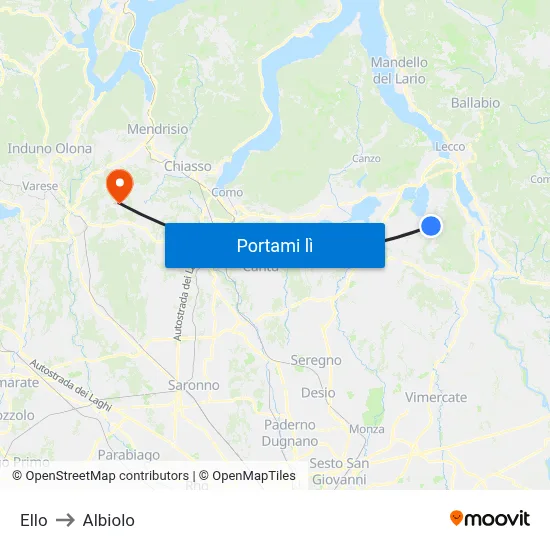 Ello to Albiolo map
