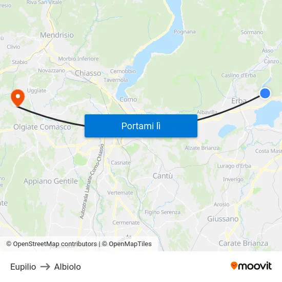 Eupilio to Albiolo map