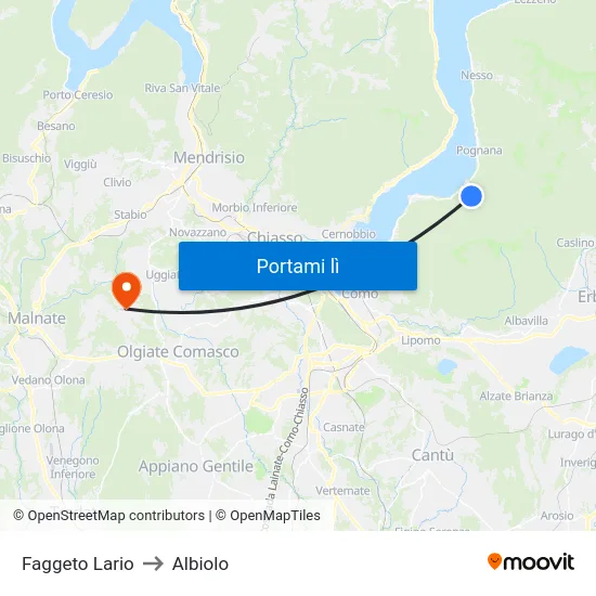 Faggeto Lario to Albiolo map