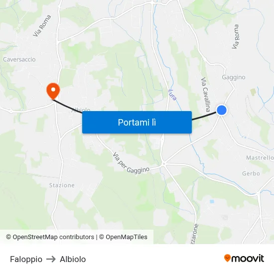 Faloppio to Albiolo map