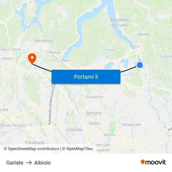 Garlate to Albiolo map
