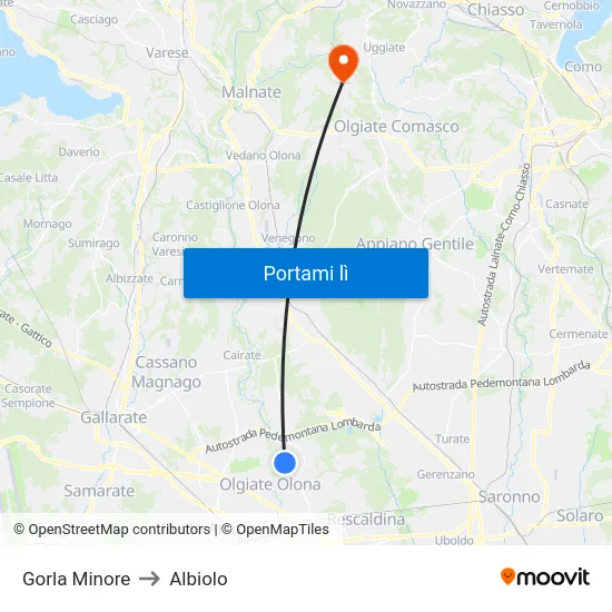 Gorla Minore to Albiolo map