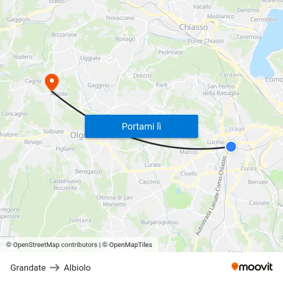 Grandate to Albiolo map