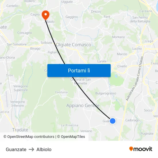 Guanzate to Albiolo map