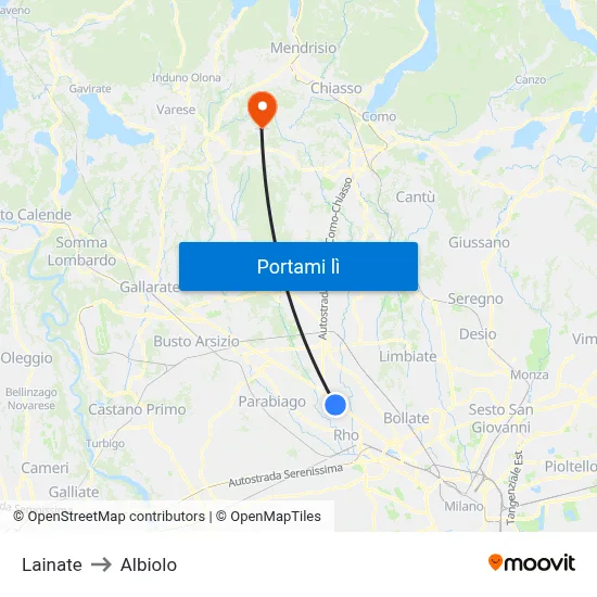 Lainate to Albiolo map