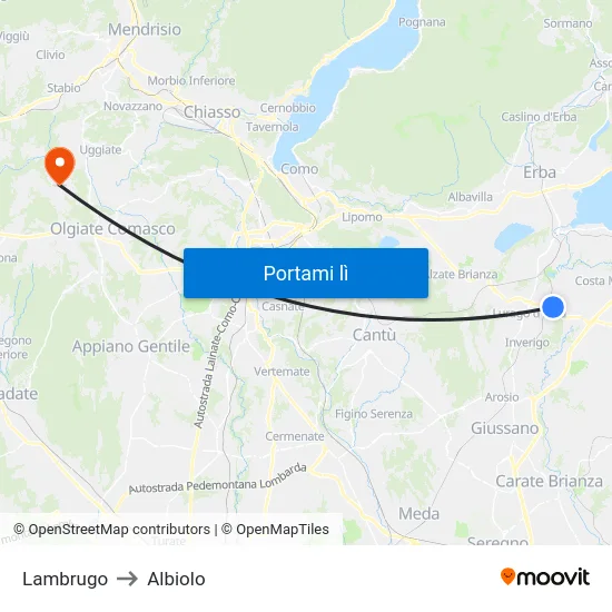 Lambrugo to Albiolo map