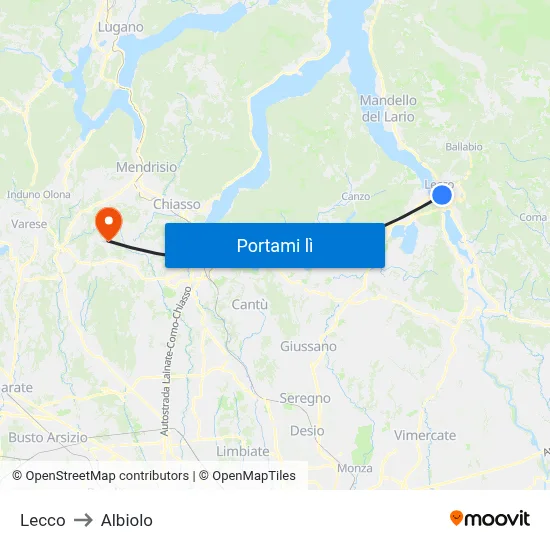 Lecco to Albiolo map
