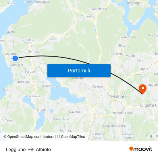 Leggiuno to Albiolo map