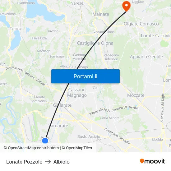 Lonate Pozzolo to Albiolo map