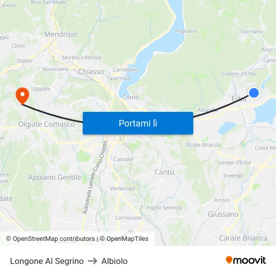 Longone Al Segrino to Albiolo map