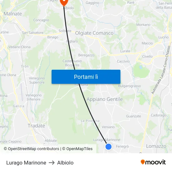 Lurago Marinone to Albiolo map